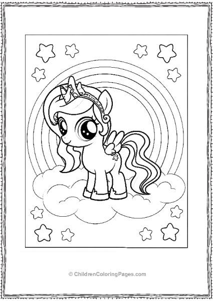 Princess Celestia Coloring Page With Rainbow Free PDF Printable