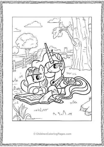 Princess Celestia Reading With A Friend Free PDF Printable