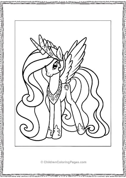 Princess Celestia Unicorn With Crown Free PDF Printable