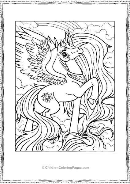 Princess Celestia Unicorn With Wings And Long Mane Free PDF Printable