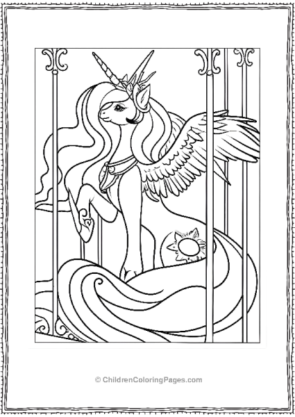 Princess Celestia Winged Unicorn With Crown Free PDF Printable