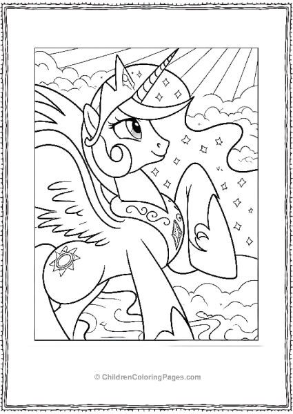 Princess Celestia With A Crown And Wings Free PDF Printable