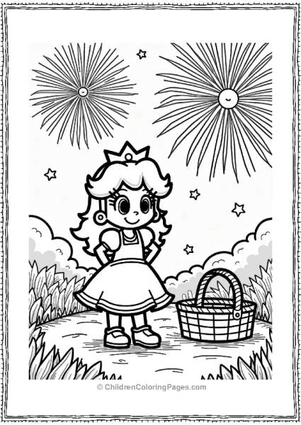 Princess Daisy At Summer Fireworks Free PDF Printable