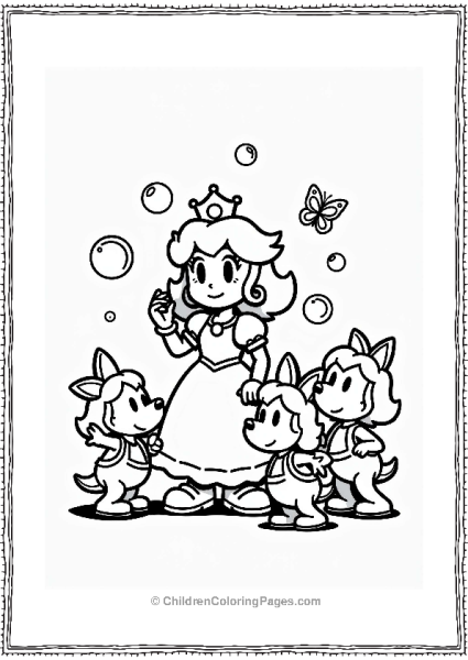 Princess Daisy Blowing Bubbles With Friends Free PDF Printable