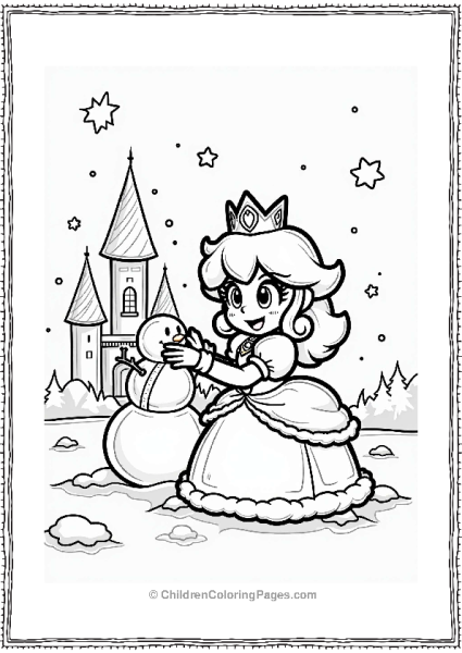 Princess Daisy Building A Snowman Free PDF Printable