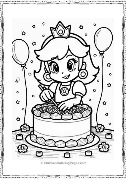 Princess Daisy Decorating A Birthday Cake Free PDF Printable