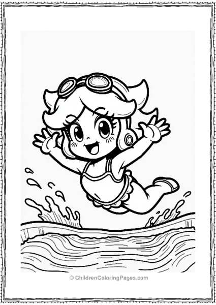Princess Daisy Diving In A Pool Free PDF Printable