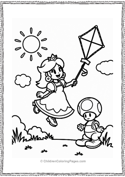 Princess Daisy Flying A Kite Free PDF Printable