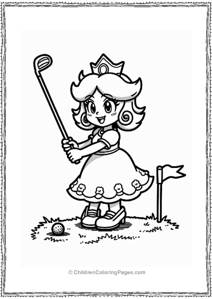 Princess Daisy Golfing On The Course Free PDF Printable