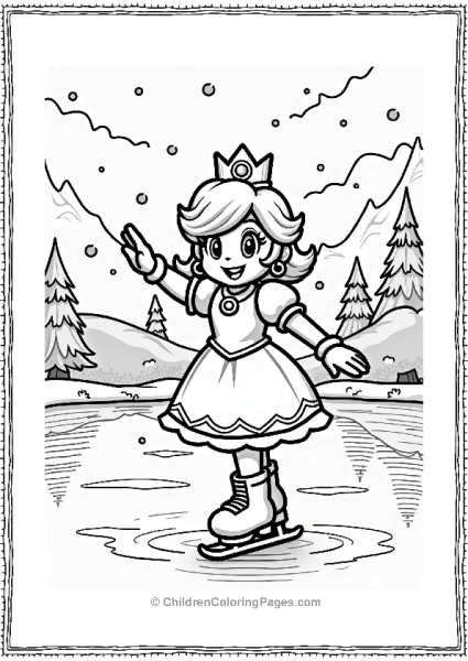 Princess Daisy Ice Skating In Winter Free PDF Printable