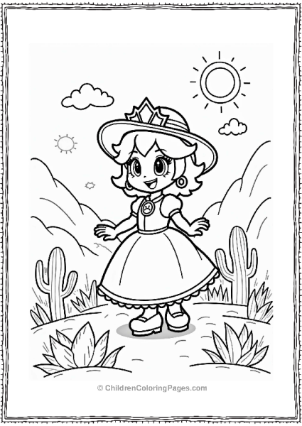 Princess Daisy In A Desert Scene Free PDF Printable