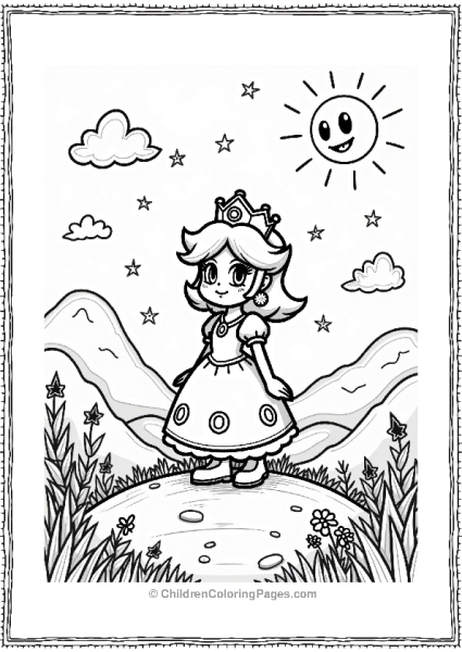 Princess Daisy In A Dreamy Landscape Free PDF Printable