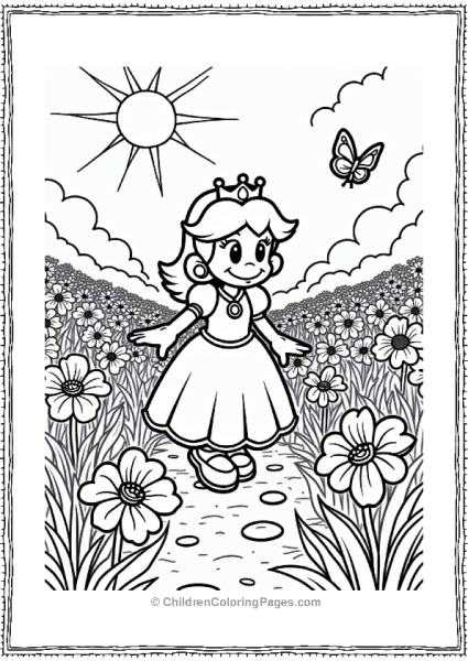Princess Daisy In A Flower Field Free PDF Printable