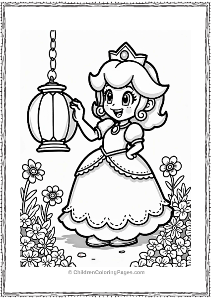 Princess Daisy In A Garden With Lanterns Free PDF Printable