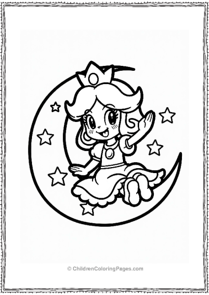 Princess Daisy On A Crescent Moon Free PDF Printable