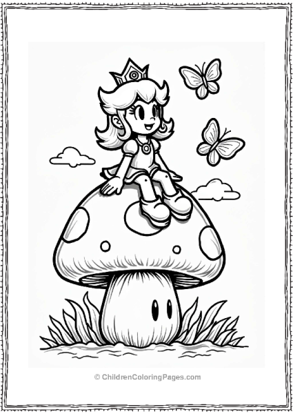 Princess Daisy On A Giant Mushroom Free PDF Printable