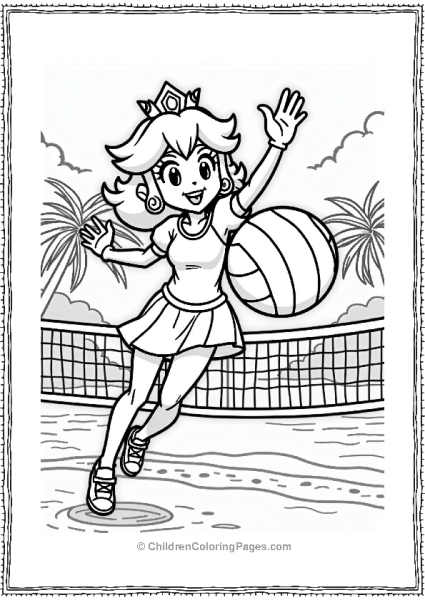 Princess Daisy Playing Volleyball On The Beach Free PDF Printable