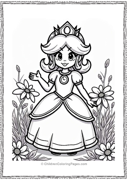 Princess Daisy Smiling In A Whimsical Garden Free PDF Printable