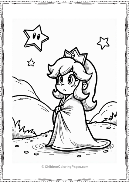 Princess Daisy Stargazing Under A Shooting Star Free PDF Printable