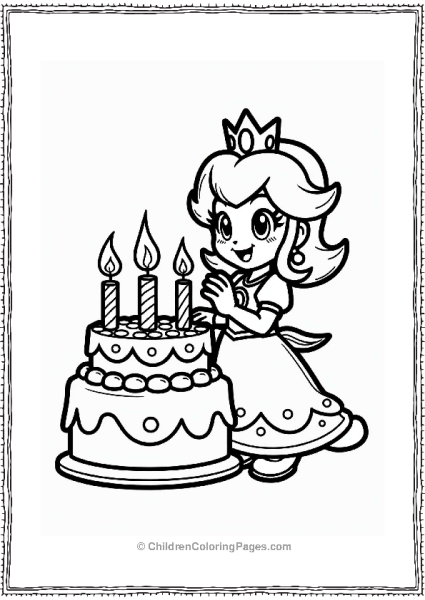 Princess Daisy With A Colorful Cake Free PDF Printable