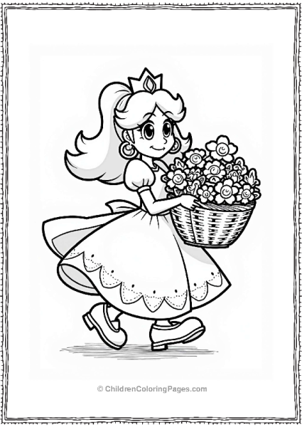 Princess Daisy With A Flower Basket Free PDF Printable