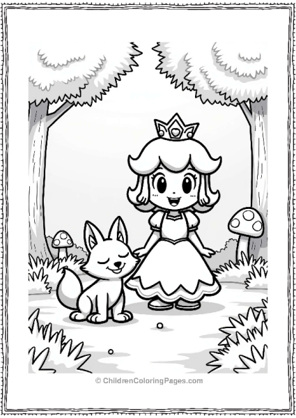 Princess Daisy With A Friendly Fox In The Forest Free PDF Printable