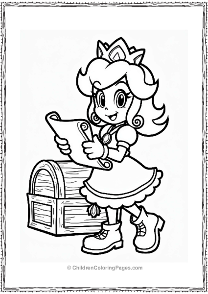 Princess Daisy With A Treasure Map Free PDF Printable