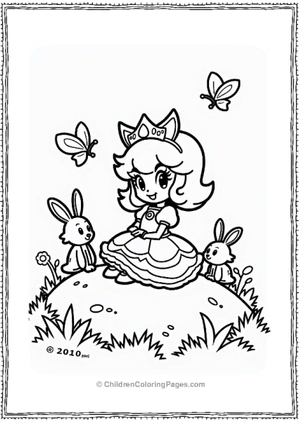 Princess Daisy With Bunnies And Butterflies Free PDF Printable