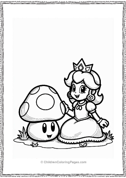 Princess Daisy With Friendly Mushroom Free PDF Printable