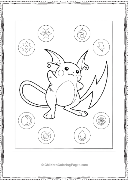 Raichu Coloring Page With Elements Free PDF Printable