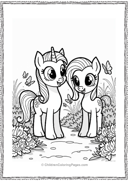 Rainbow Dash And Fluttershy In A Garden Free PDF Printable