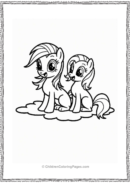 Rainbow Dash And Fluttershy On A Cloud Free PDF Printable