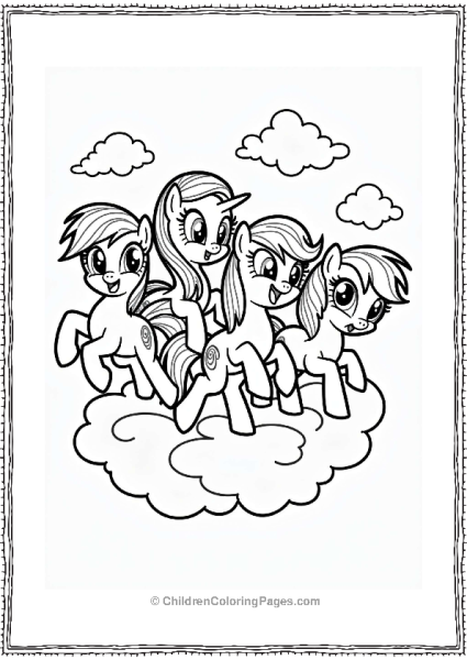 Rainbow Dash And Friends Flying Together Free PDF Printable