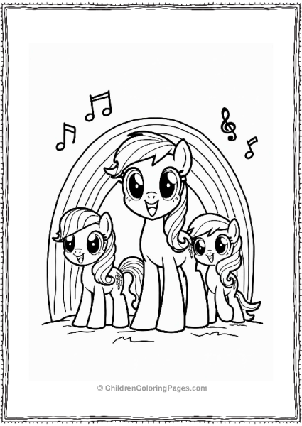 Rainbow Dash And Friends Singing Under A Rainbow Free PDF Printable