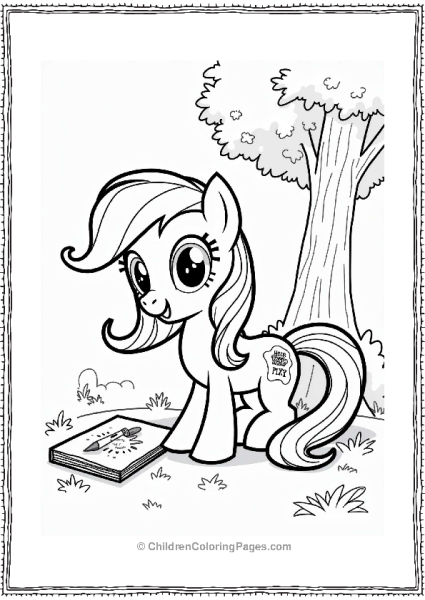 Rainbow Dash Sketching Under A Tree Free PDF Printable