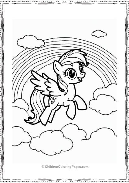 Rainbow Dash Soaring With Clouds And Rainbow Free PDF Printable