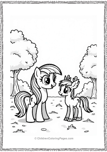 Rainbow Dash Watching Deer In A Forest Clearing Free PDF Printable