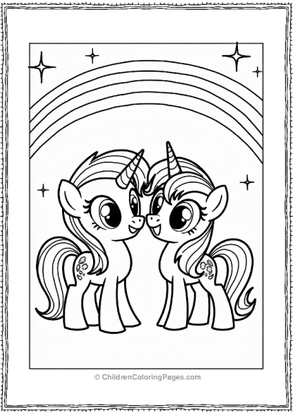 Rainbow Dash With A Friendly Unicorn Free PDF Printable