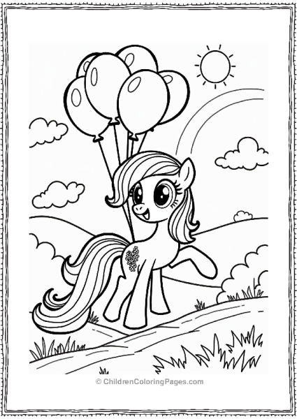Rainbow Dash With Colorful Balloons Free PDF Printable