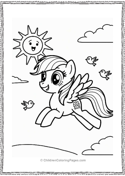 Rainbow Dash With The Smiling Sun Free PDF Printable