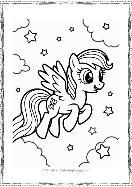Rainbow Dash Zooming Through A Starry Sky Free PDF Printable
