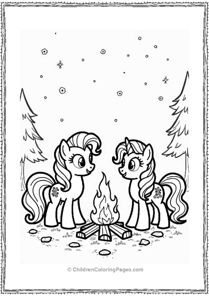 Rarity And Applejack By The Campfire Free PDF Printable