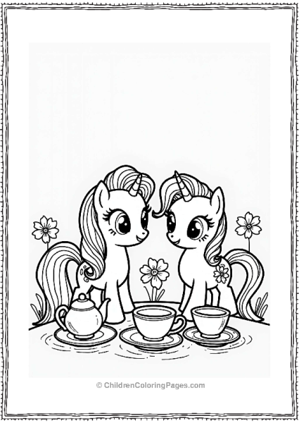 Rarity And Fluttershy At A Tea Party Free PDF Printable