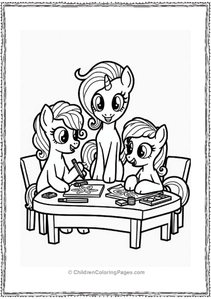 Rarity And Friends Designing Together Free PDF Printable