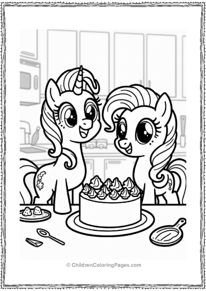 Rarity Helping Pinkie Pie Decorate A Cake Free PDF Printable