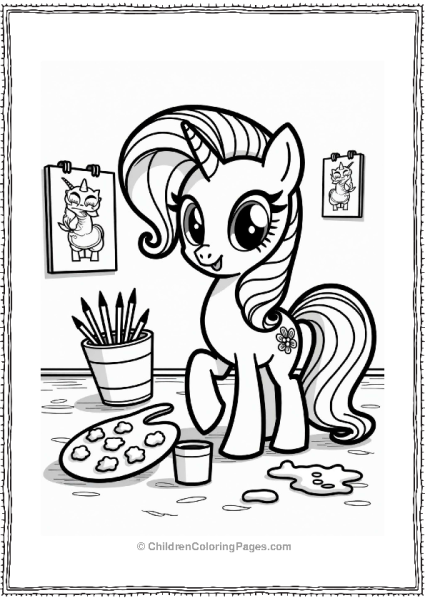 Rarity Mixing Colors With Her Palette Free PDF Printable