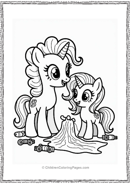 Rarity Teaches Sweetie Belle To Sew Free PDF Printable