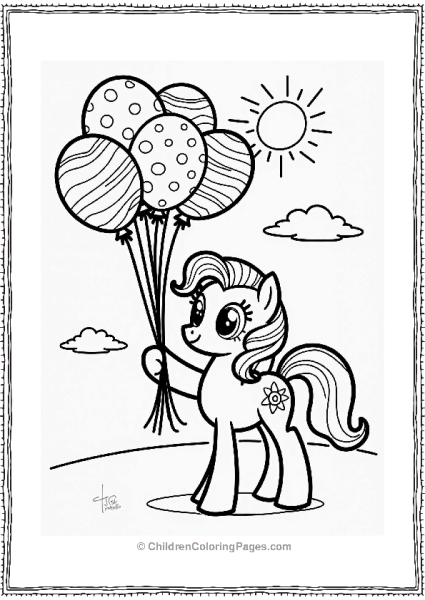Rarity With Colorful Balloons Free PDF Printable