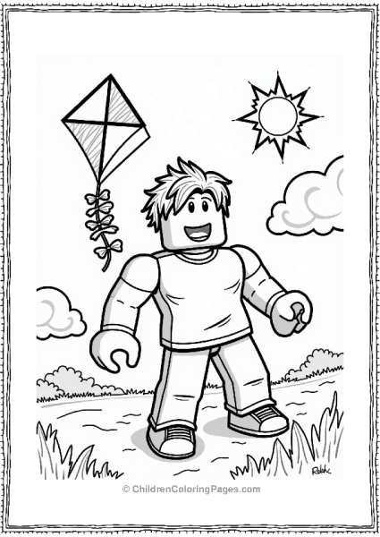Roblox Avatar With Colorful Kite Free PDF Printable