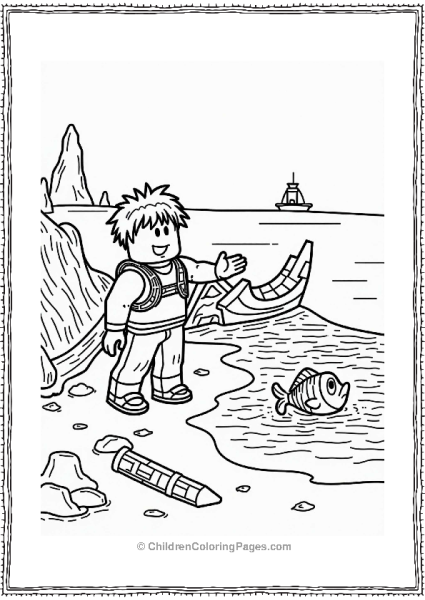 Roblox Character Exploring A Shipwreck Free PDF Printable